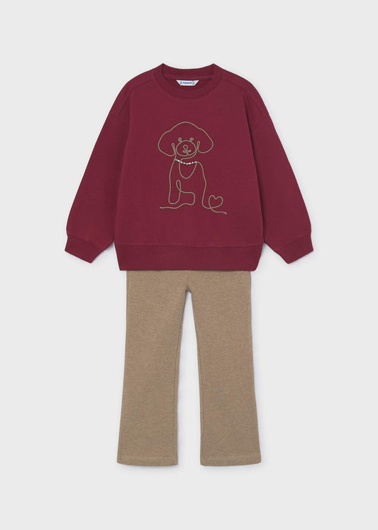 Set aus Leggings und Sweatshirt für Mädchen mit Hunde-Motiv