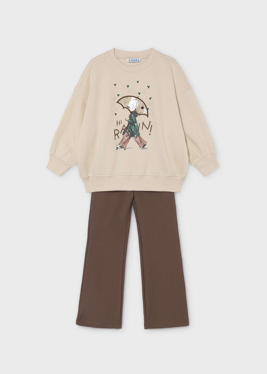 Set aus ausgestellter Leggings und Sweatshirt für Mädchen