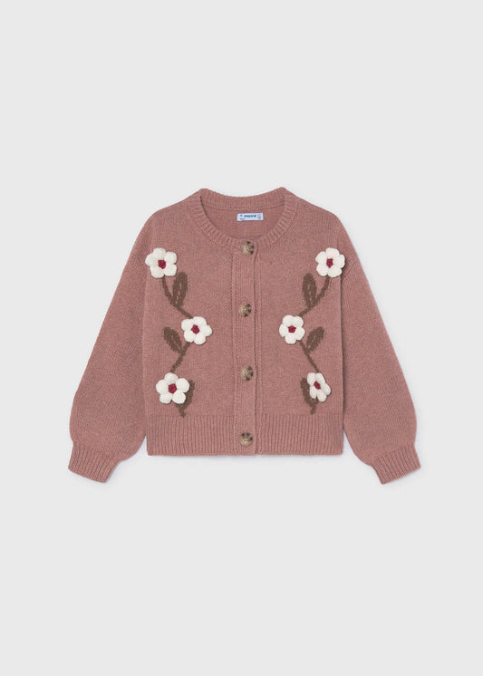 Girls' floral knitted jumper