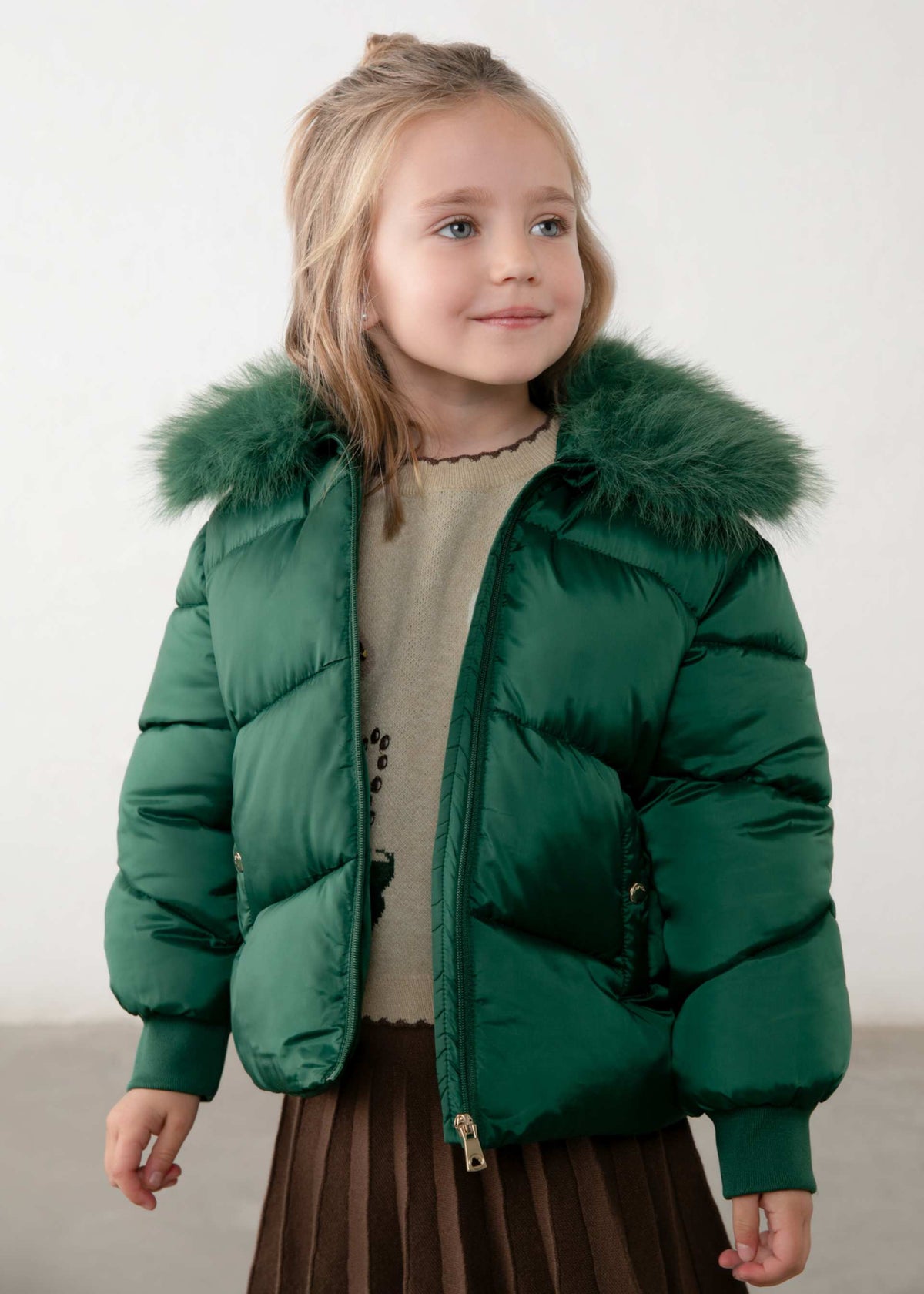 Girls' fur-trimmed coat