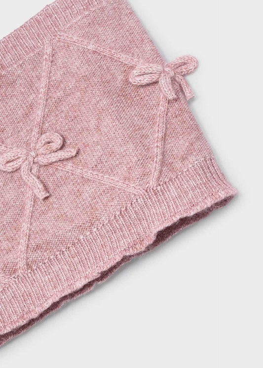 Girls' hat and scarf set with bow detail