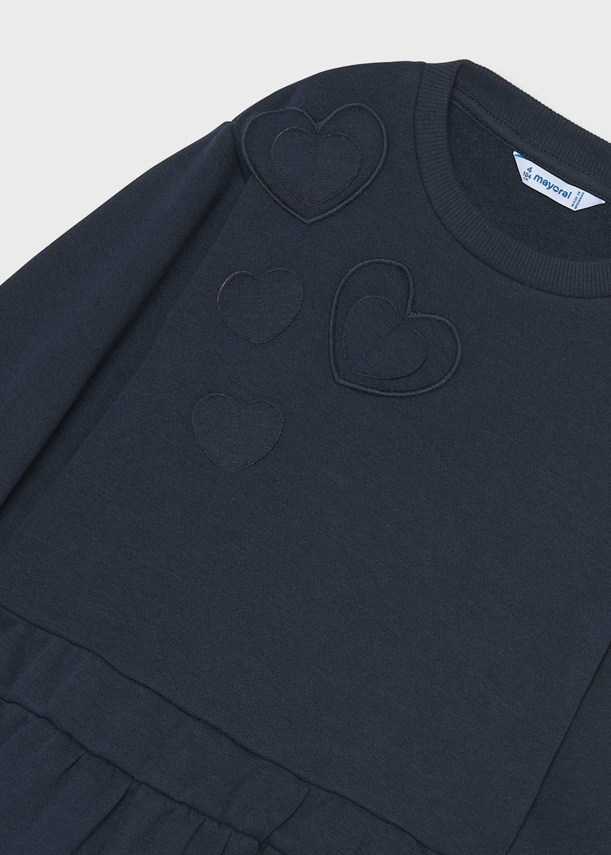 Girls' heart-print fleece dress