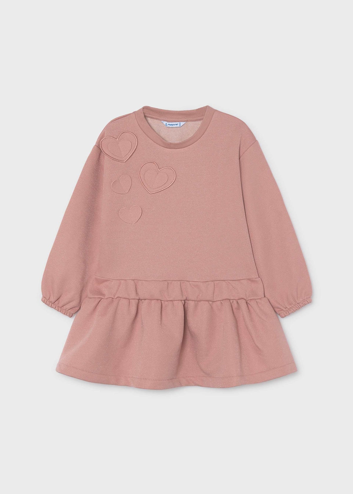 Girls' heart-print fleece dress