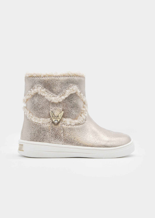 Girls' heart-shaped fur ankle boots