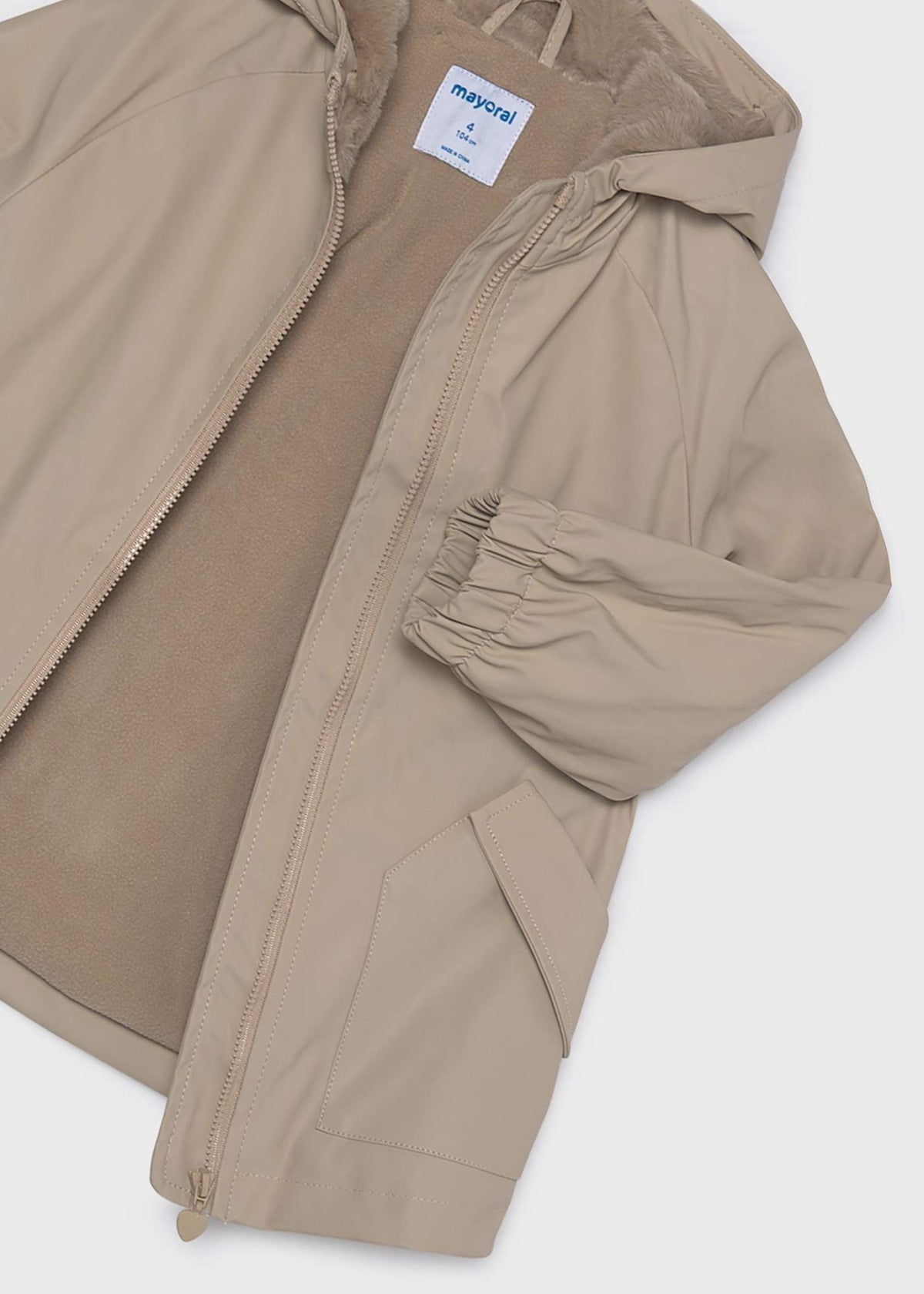 Regenjacke mit Kapuze und Fellbesatz für Mädchen