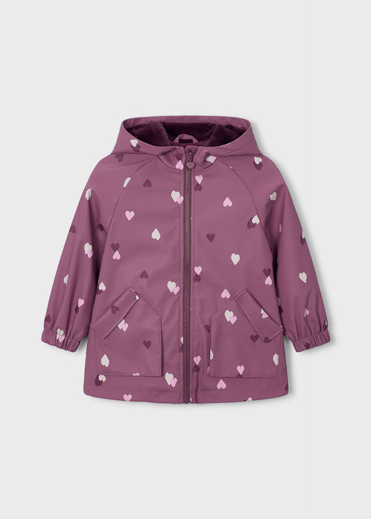 Regenjacke mit Kapuze und Fellbesatz für Mädchen