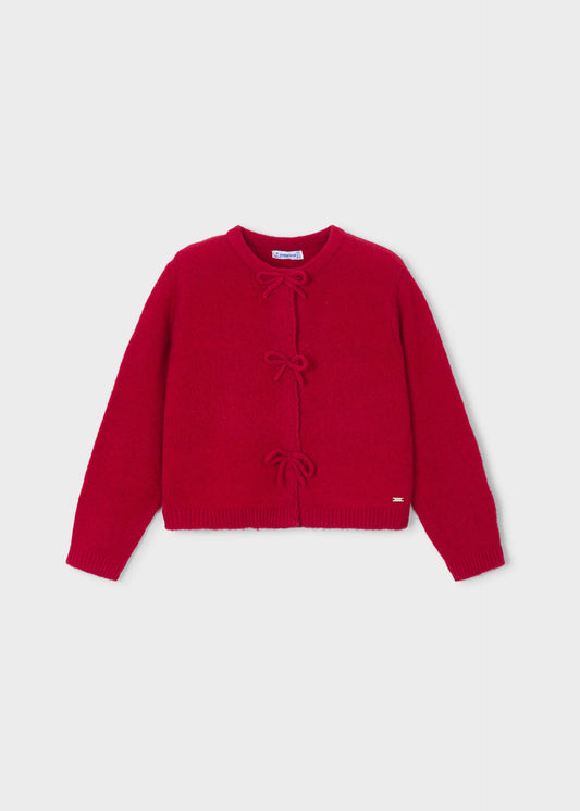 Girls' knitted cardigan with bows