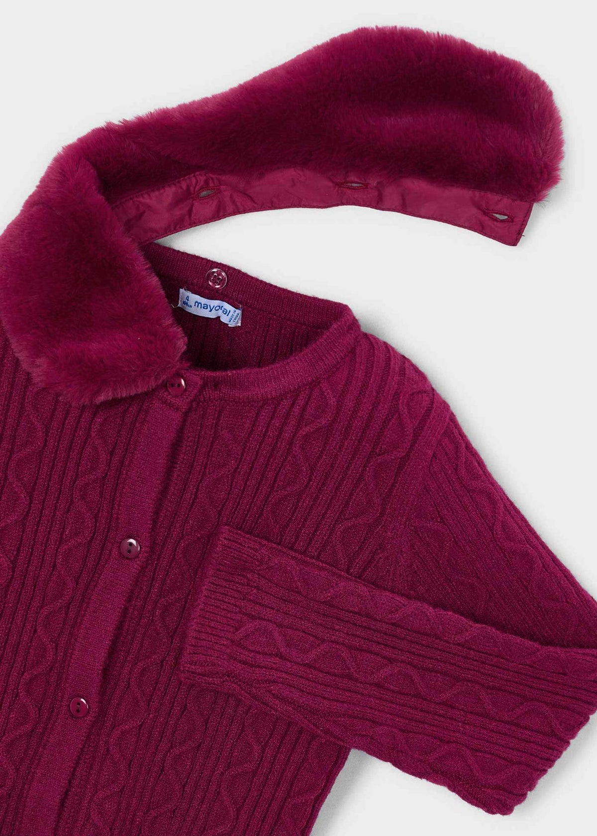Strickjacke für Mädchen mit Fellkragen