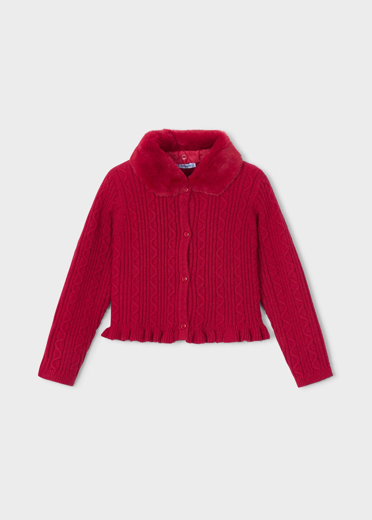Strickjacke für Mädchen mit Fellkragen