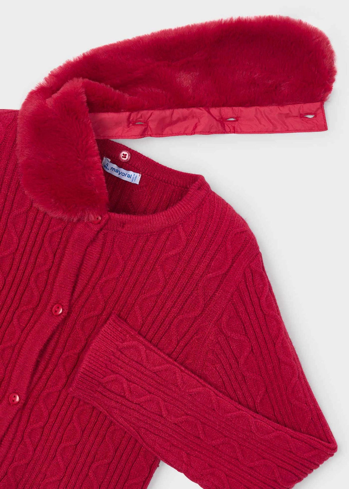 Strickjacke für Mädchen mit Fellkragen