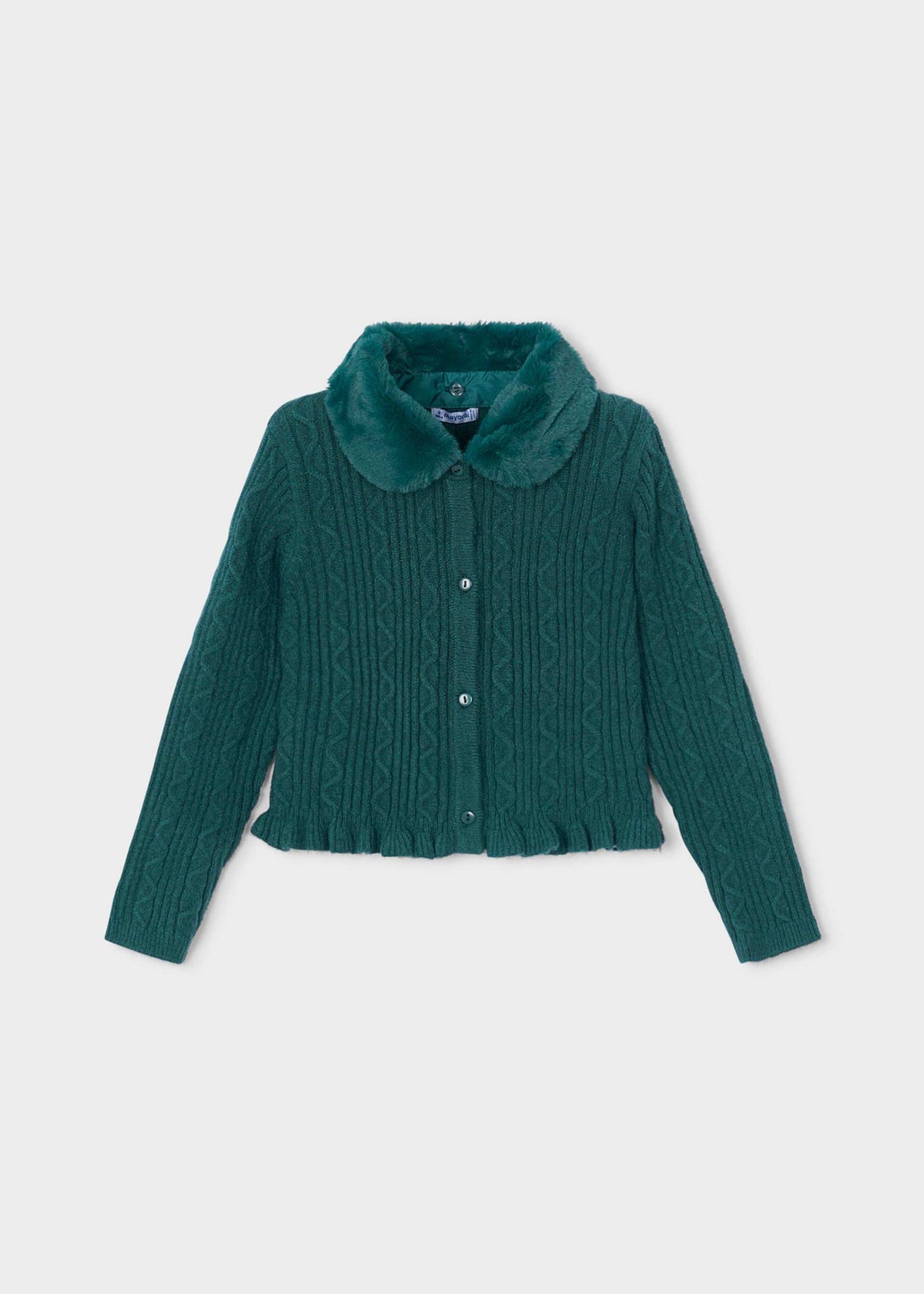 Strickjacke für Mädchen mit Fellkragen