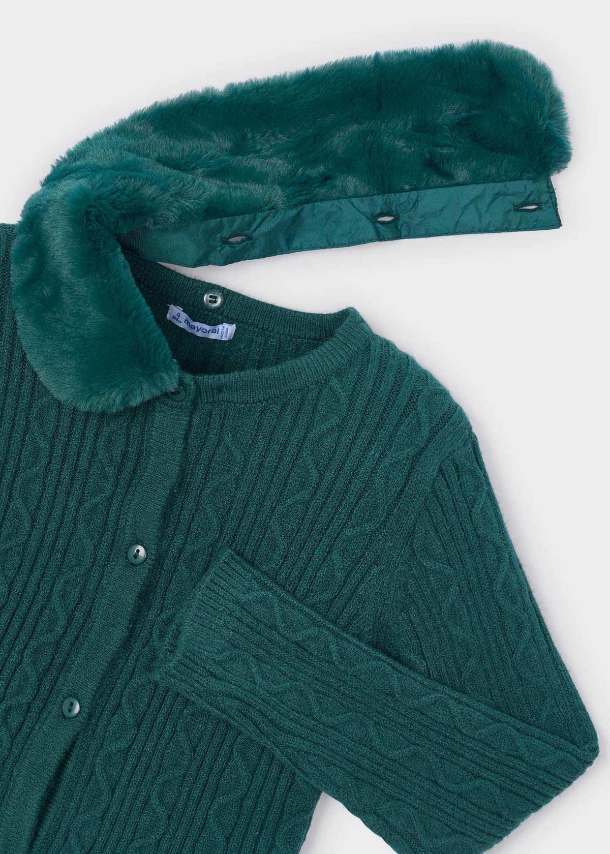 Strickjacke für Mädchen mit Fellkragen