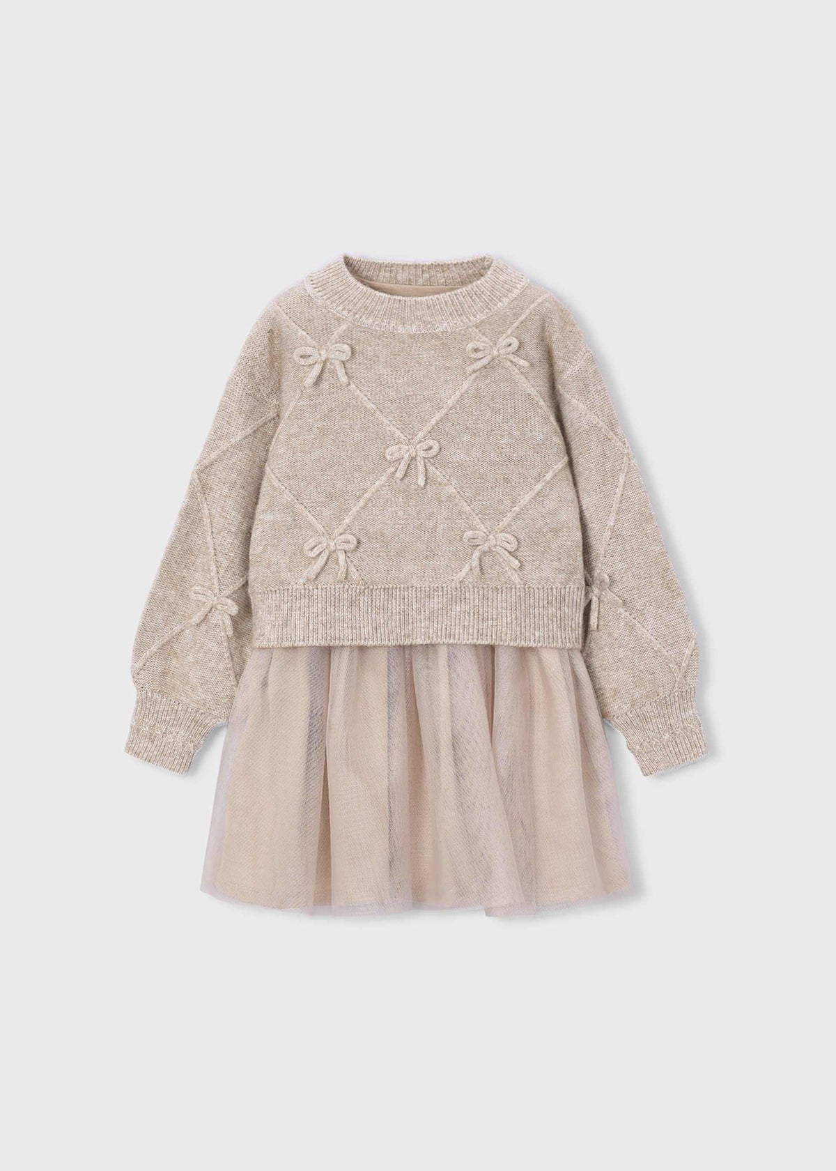 Girls' knitted dress with bows