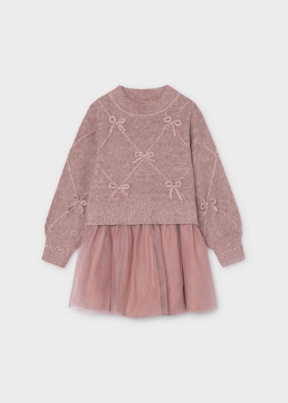 Girls' knitted dress with bows