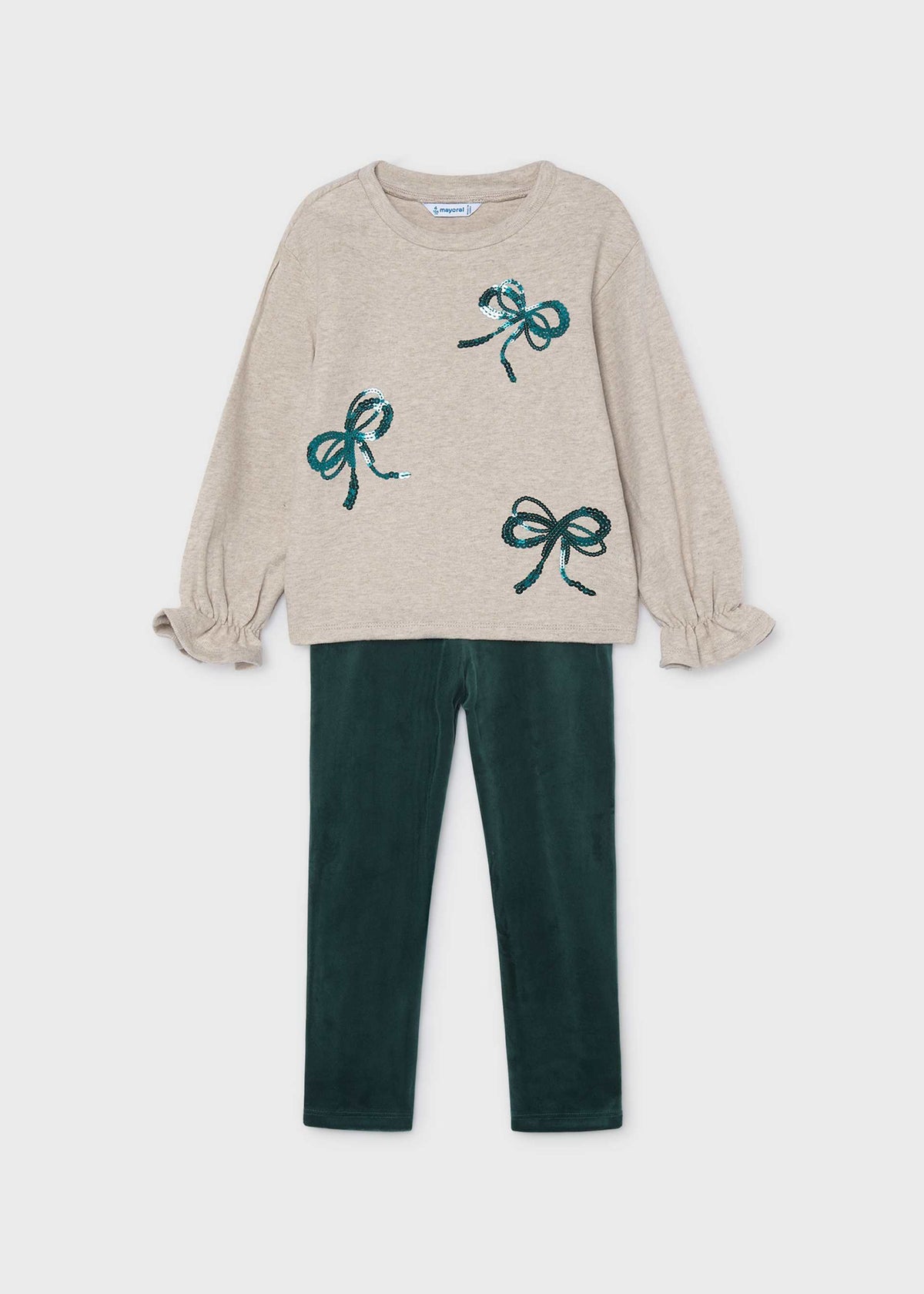 Girls' leggings and hoodie set with bows