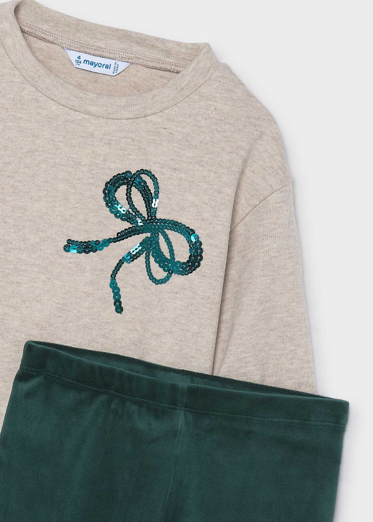 Girls' leggings and hoodie set with bows