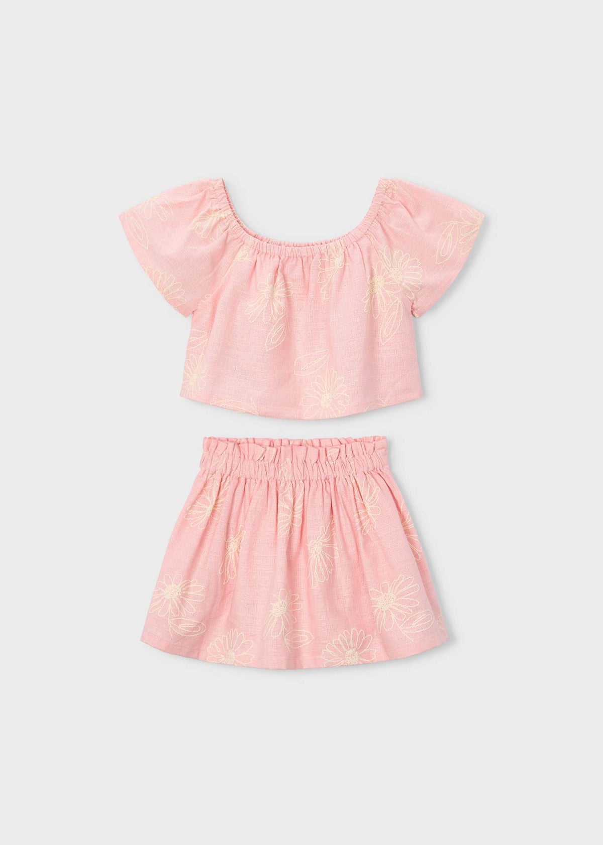 Girl's linen skirt and T-shirt set