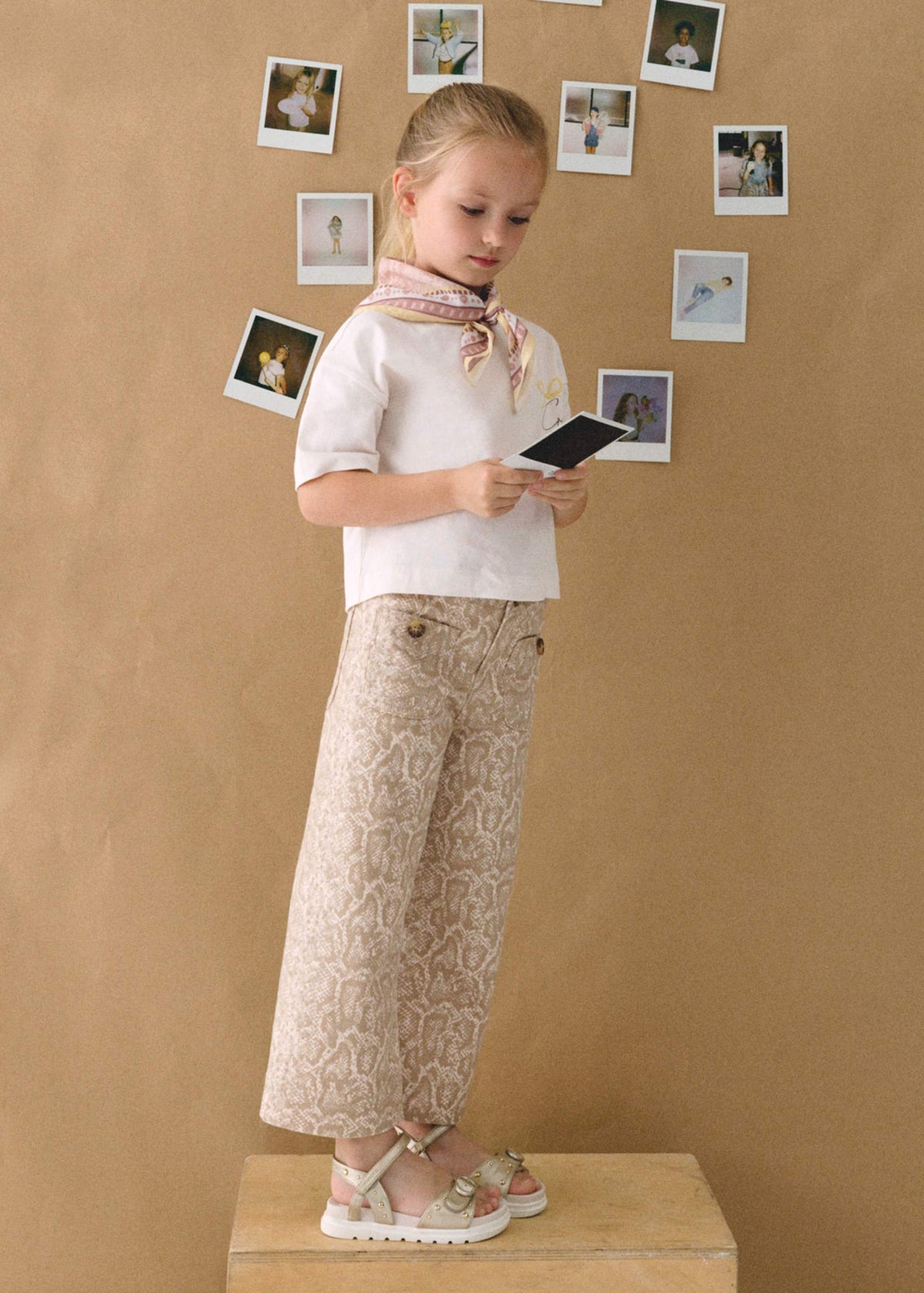 Girls' long twill trousers