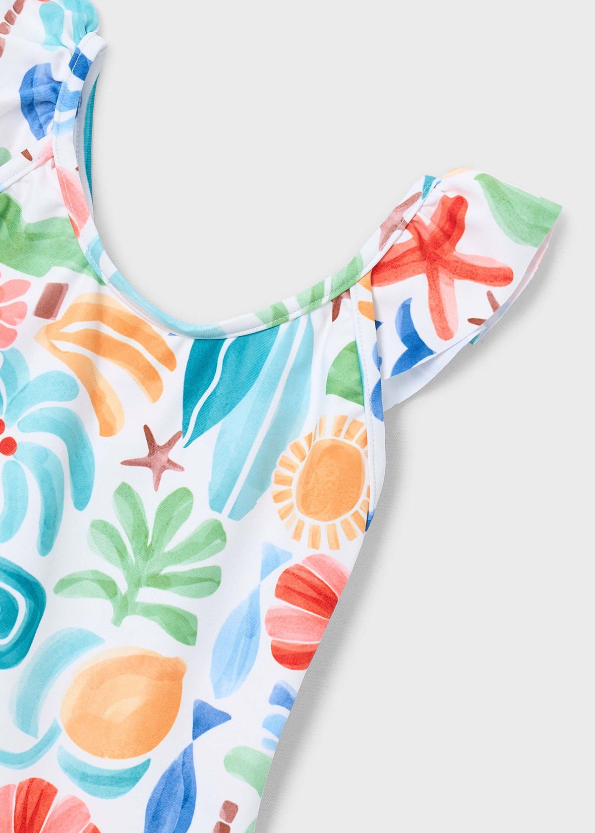 Girls' printed ruffle swimsuit