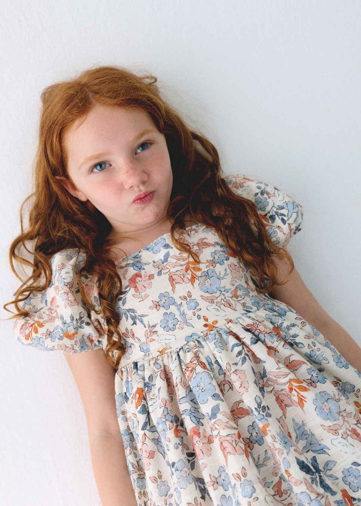 Girl's puff sleeve floral dress