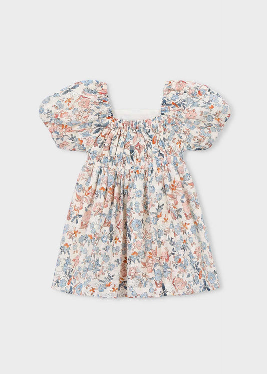 Girl's puff sleeve floral dress