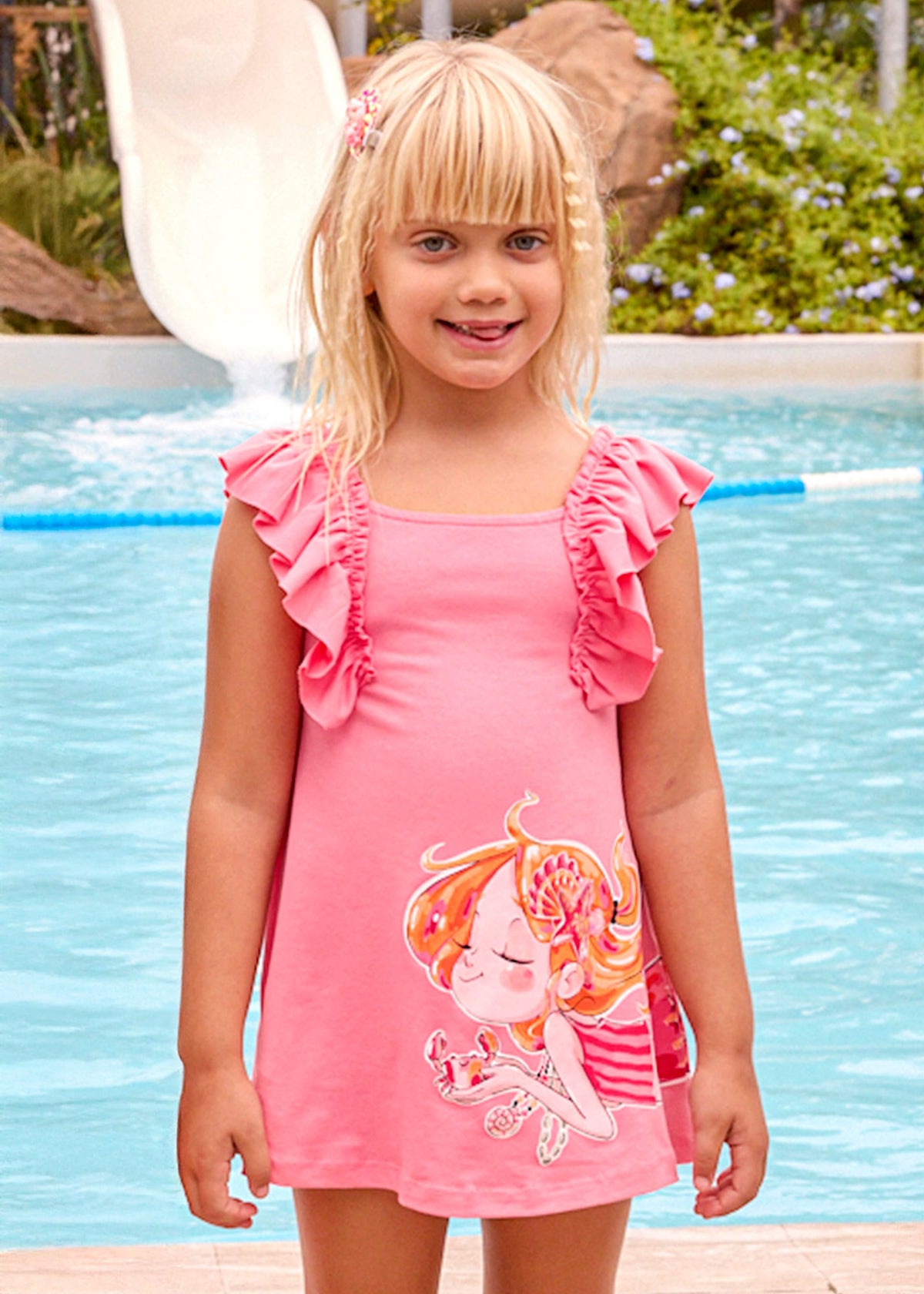 Girl's ruffled knit dress