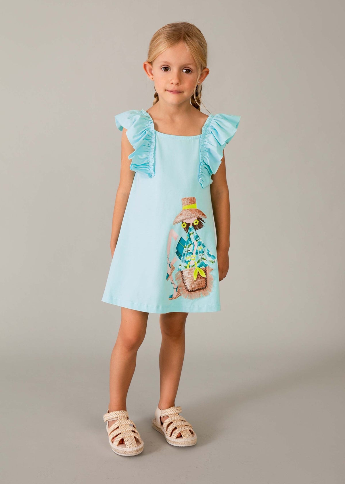 Girl's ruffled knit dress