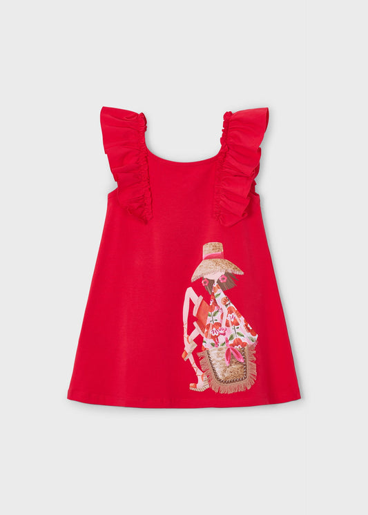 Girl's ruffled knit dress