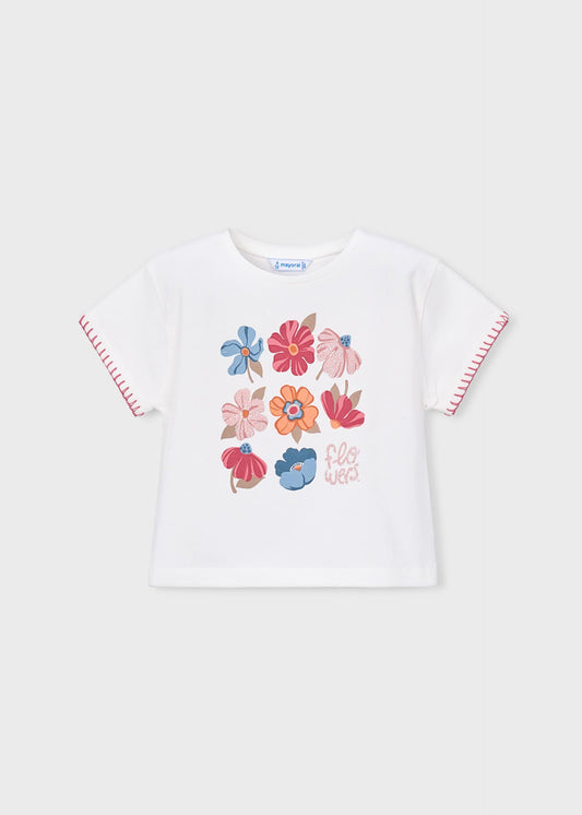 Kurzärmeliges Blumen-T-Shirt für Mädchen