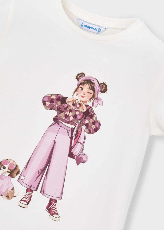 Kurzarm-T-Shirt mit Druck für Mädchen