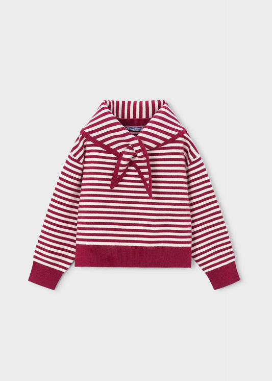 Girls' striped jumper with a scarf
