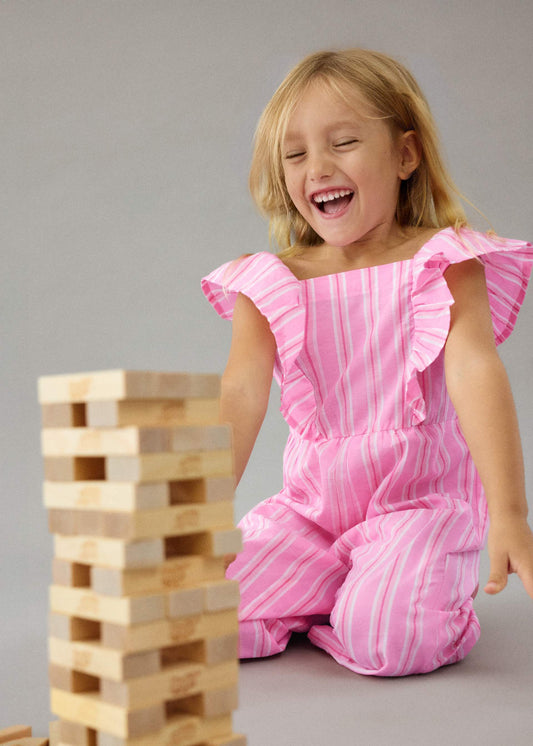 Girl's striped jumpsuit