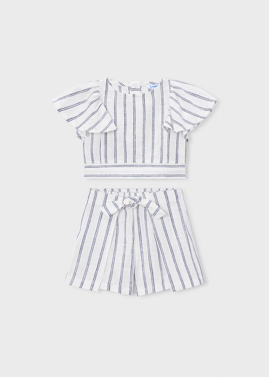 Girls' striped skirt and blouse set