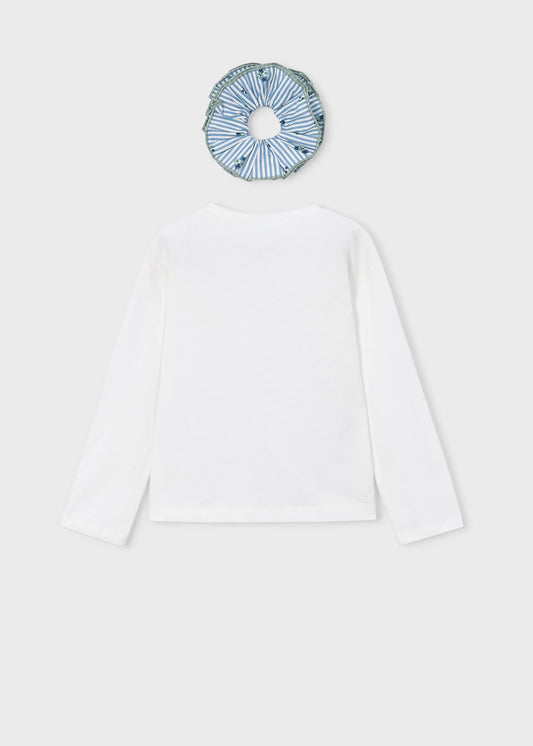 Girls' T-shirt with hair tie