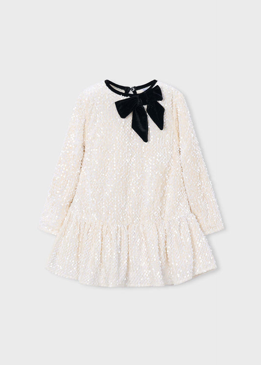 Girl Velvet sequined bow dress