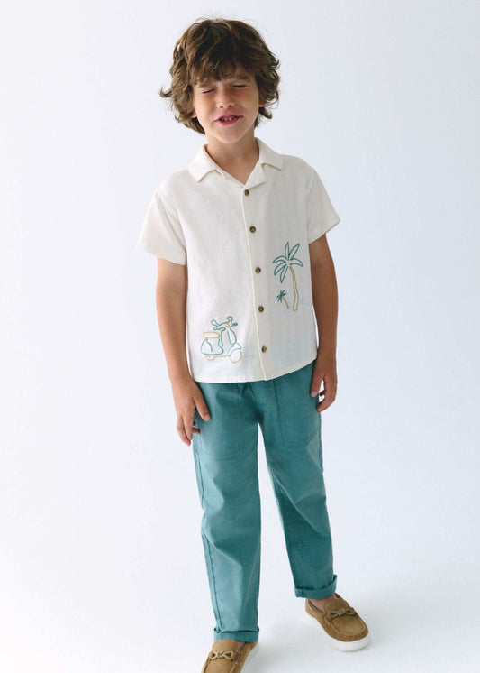Long jogger trousers with linen for boys