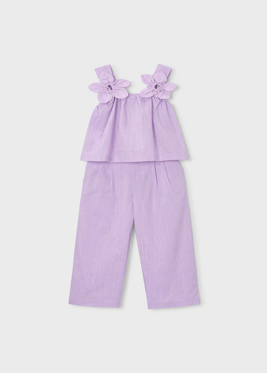 Long pants and floral blouse set for girls