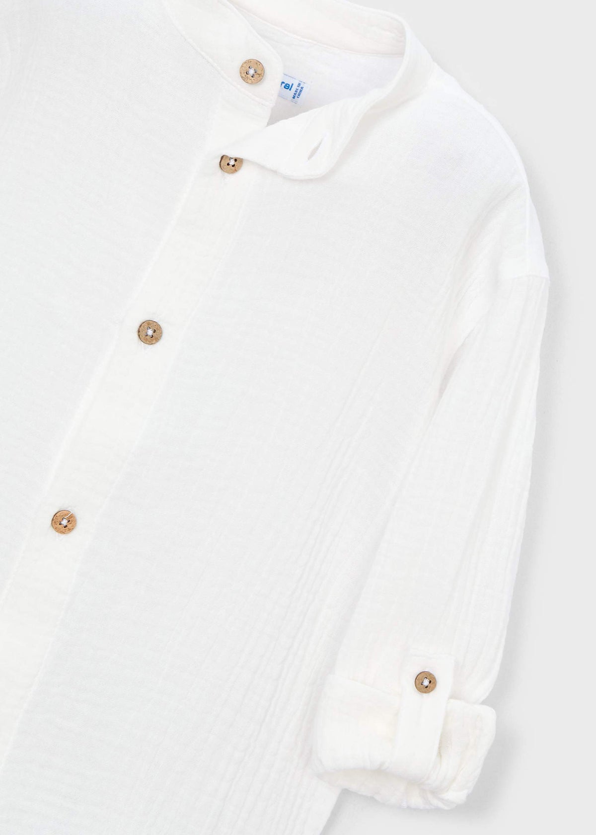 Long-sleeved bambula shirt with mandarin collar for boys