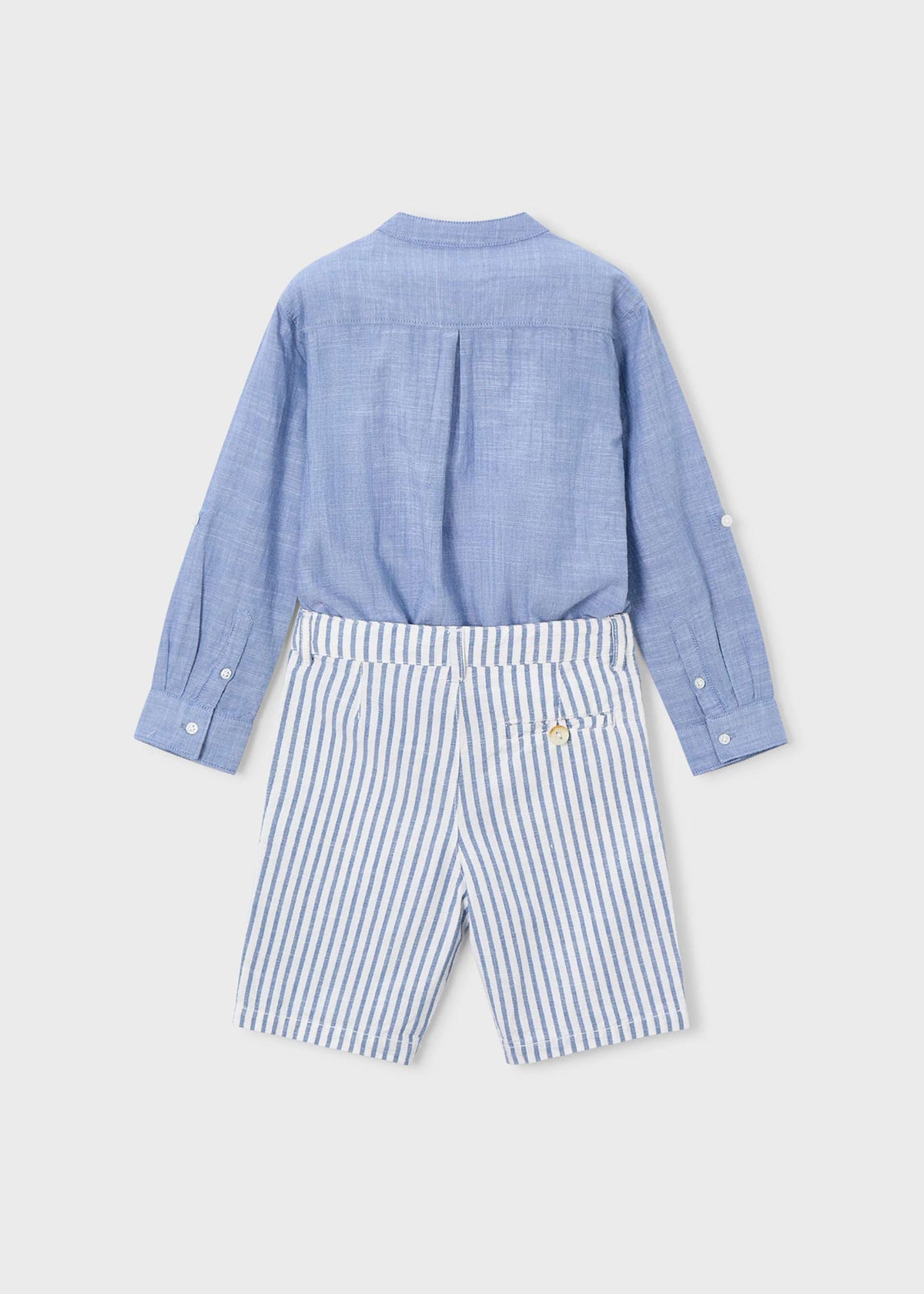 Set aus langärmeligem Leinenhemd und Bermudashorts für Jungen