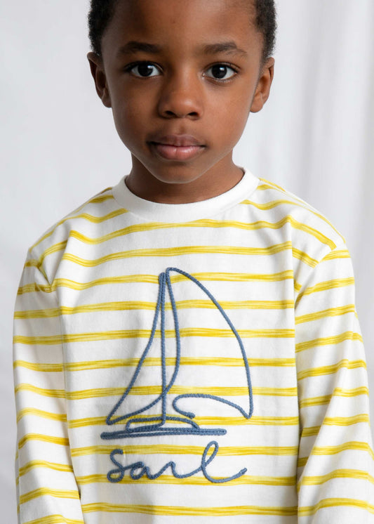Long-sleeved striped boat T-shirt for boys