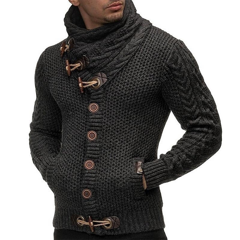 Herren Vintage Schalkragen Knopf Strickjacke Pullover