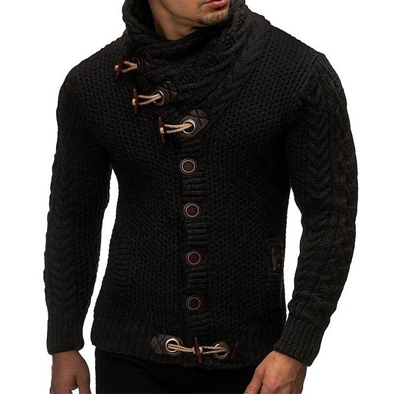 Herren Vintage Schalkragen Knopf Strickjacke Pullover
