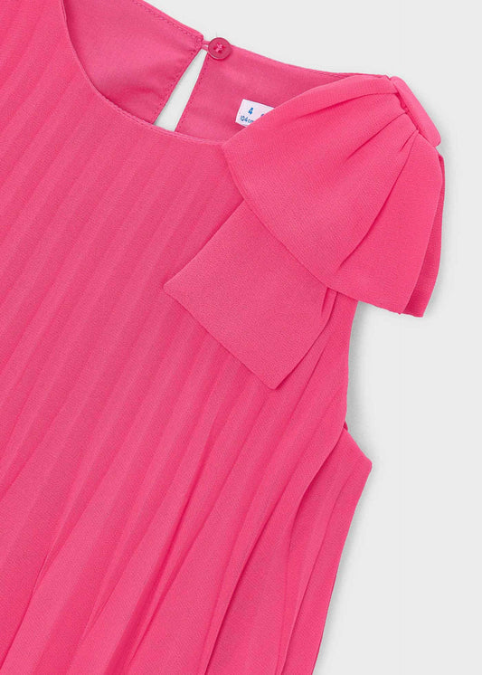 Pleated bow dress for girls