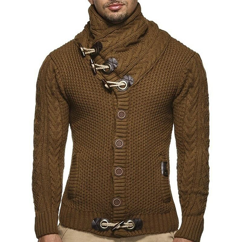 Herren Vintage Schalkragen Knopf Strickjacke Pullover