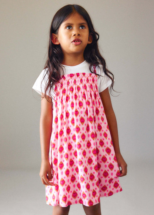 Print combination dress girl