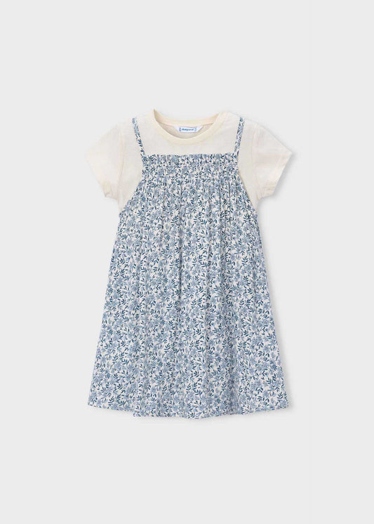 Print combination dress girl