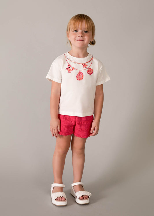 Print short set girl with ruffles