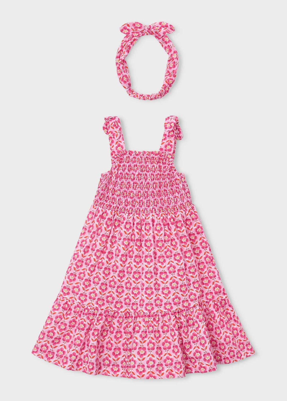 Printed dress with headband for girls