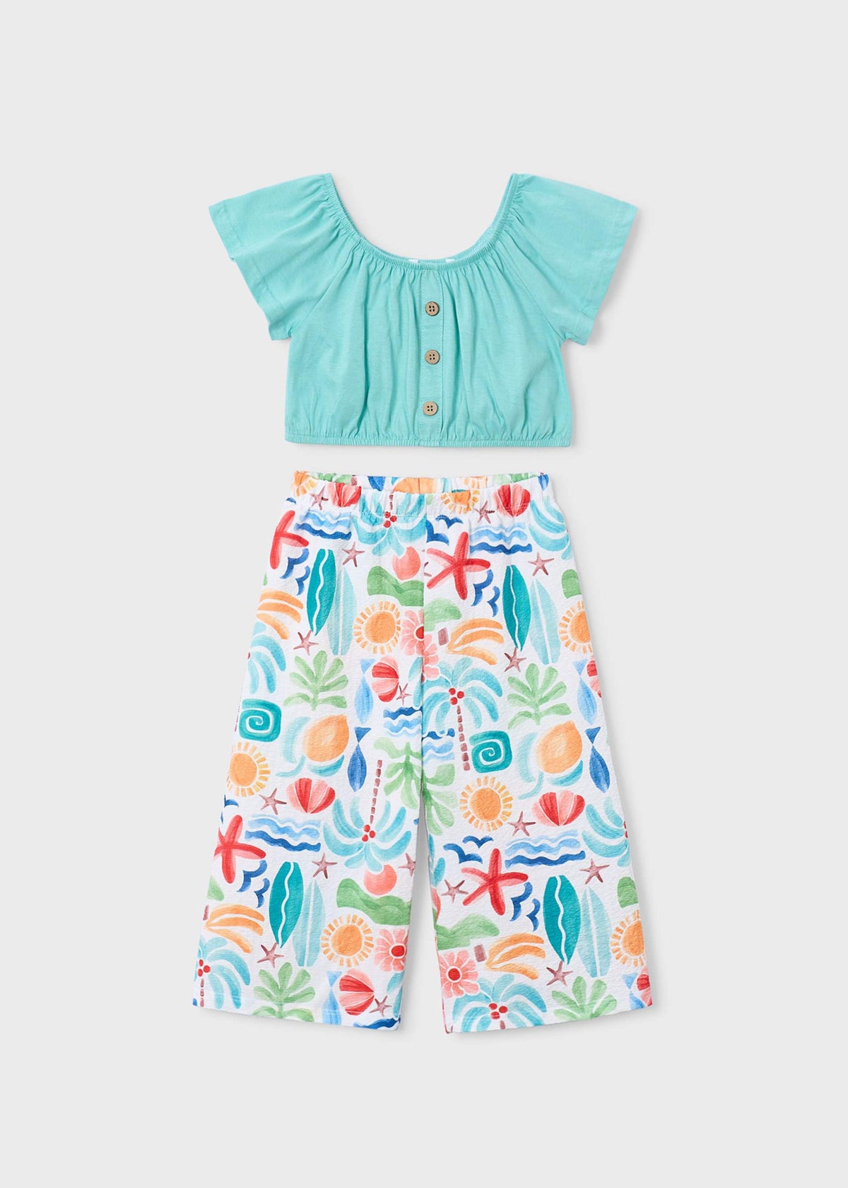 Printed long pants and top set for girls