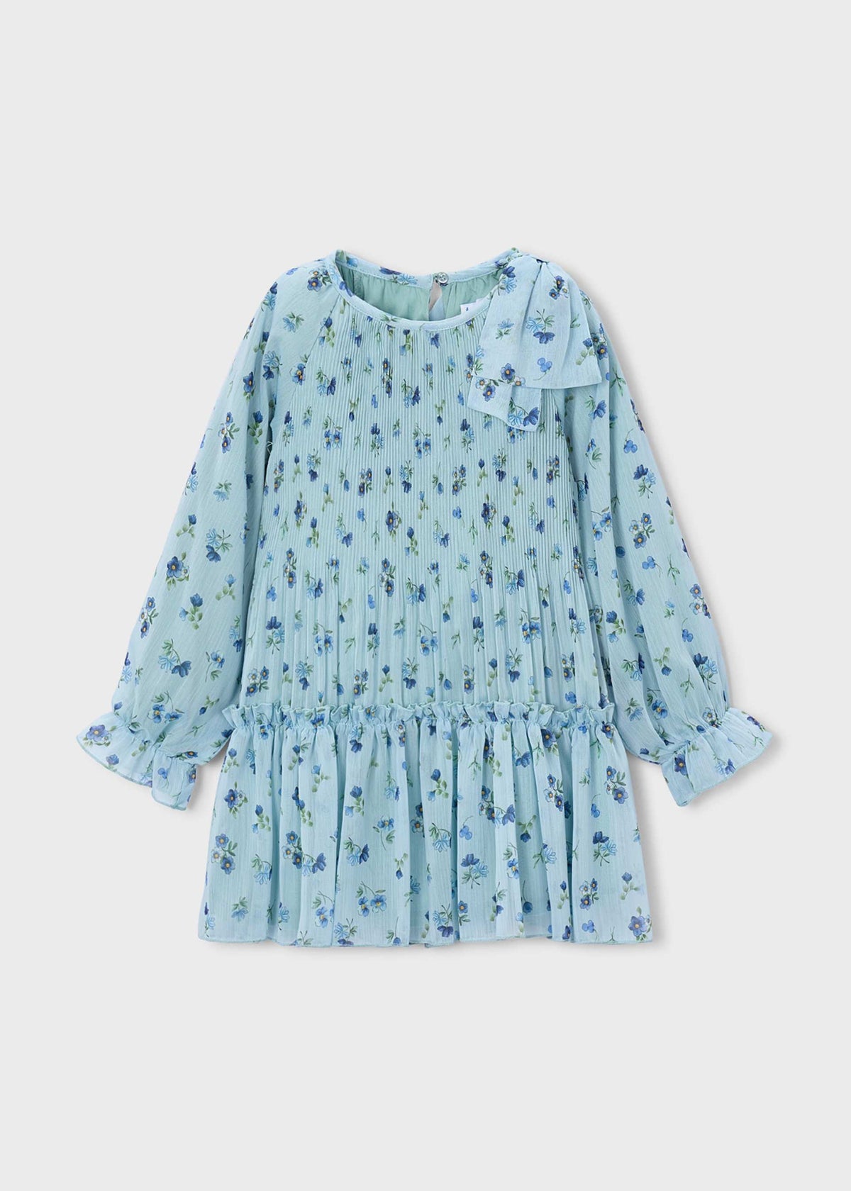 Printed pleated dress for girls